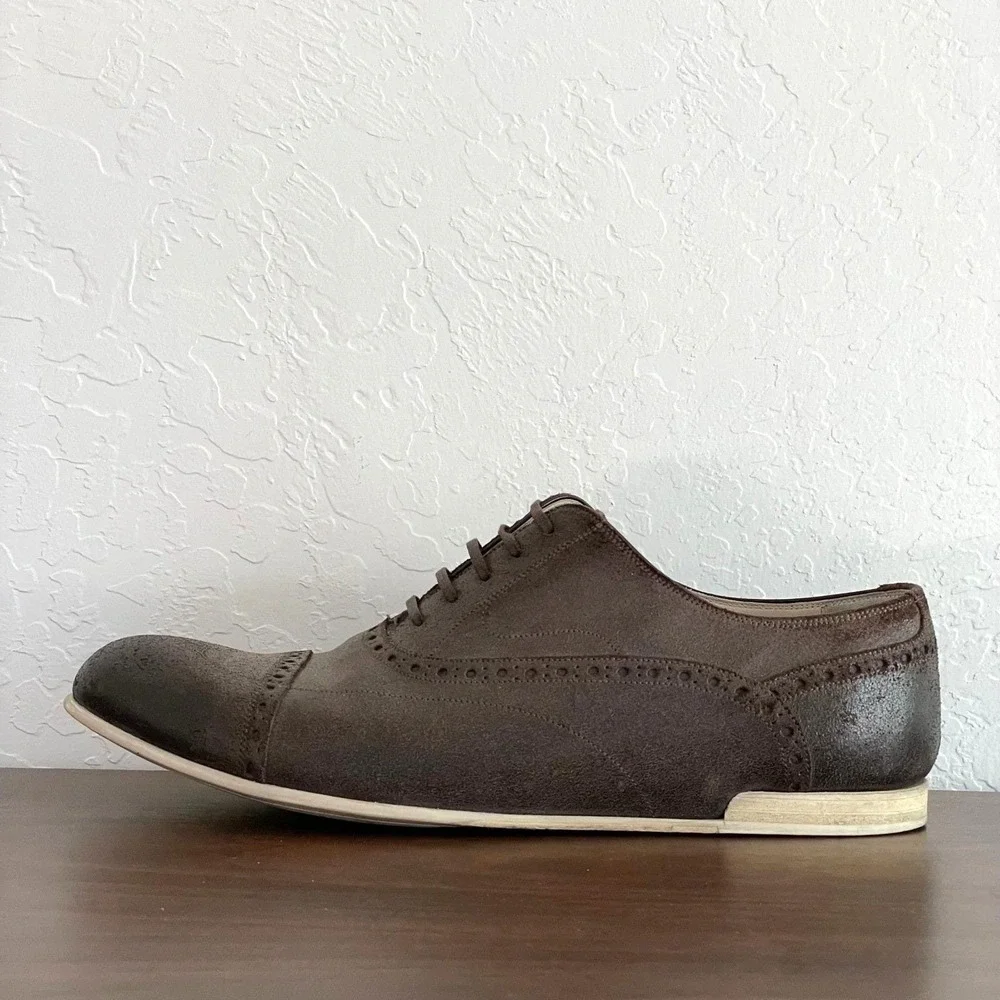 Dolce‎ & Gabbana Francesina Crosta Cera Oxford Men 8.5 Brown Suede Brogue